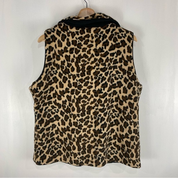 Effeci Woman Reversible Leopard Animal Print Fleece Zip Up Vest Jacket Size 1X - Picture 2 of 6